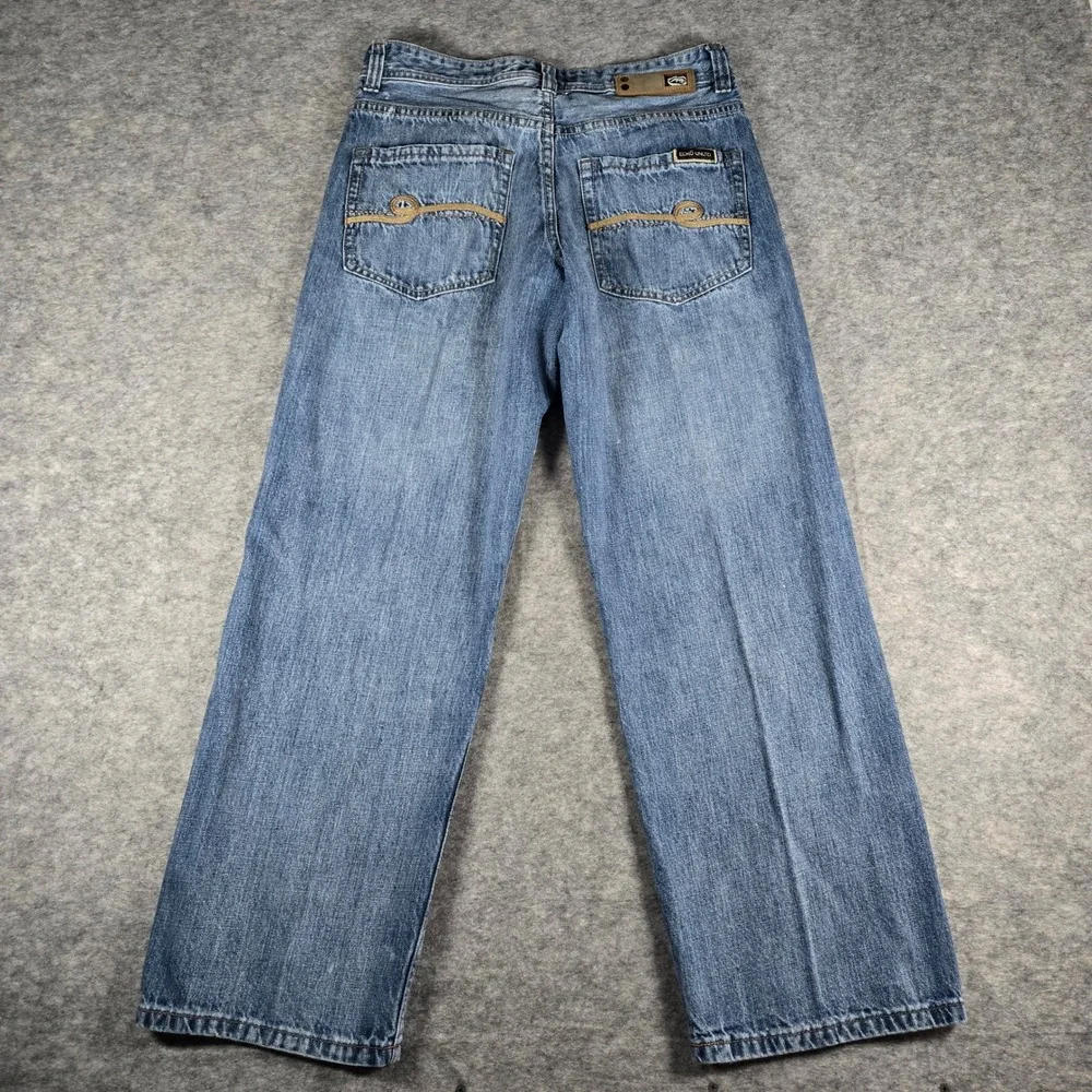 Ecko Unltd Mens Blue Baggy-Fit Y2K Streetwear Denim Jeans 30
